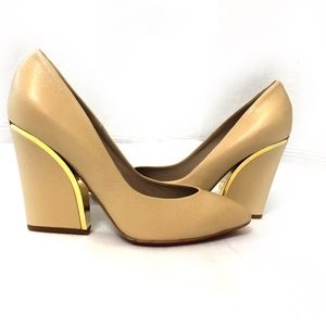 PRICE FIRM: Chloe “Beckie" Gold-plated Pumps SZ 39